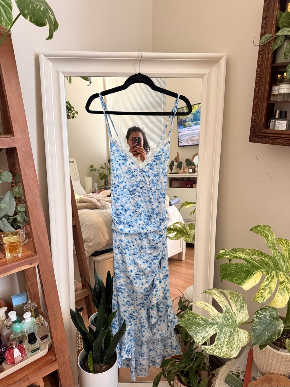 PrettyLittleThing Light Blue and White Floral Cami Dress